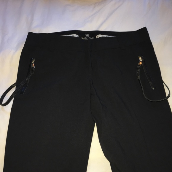 Straight leg black trouser with leather details - Picture 2 of 8